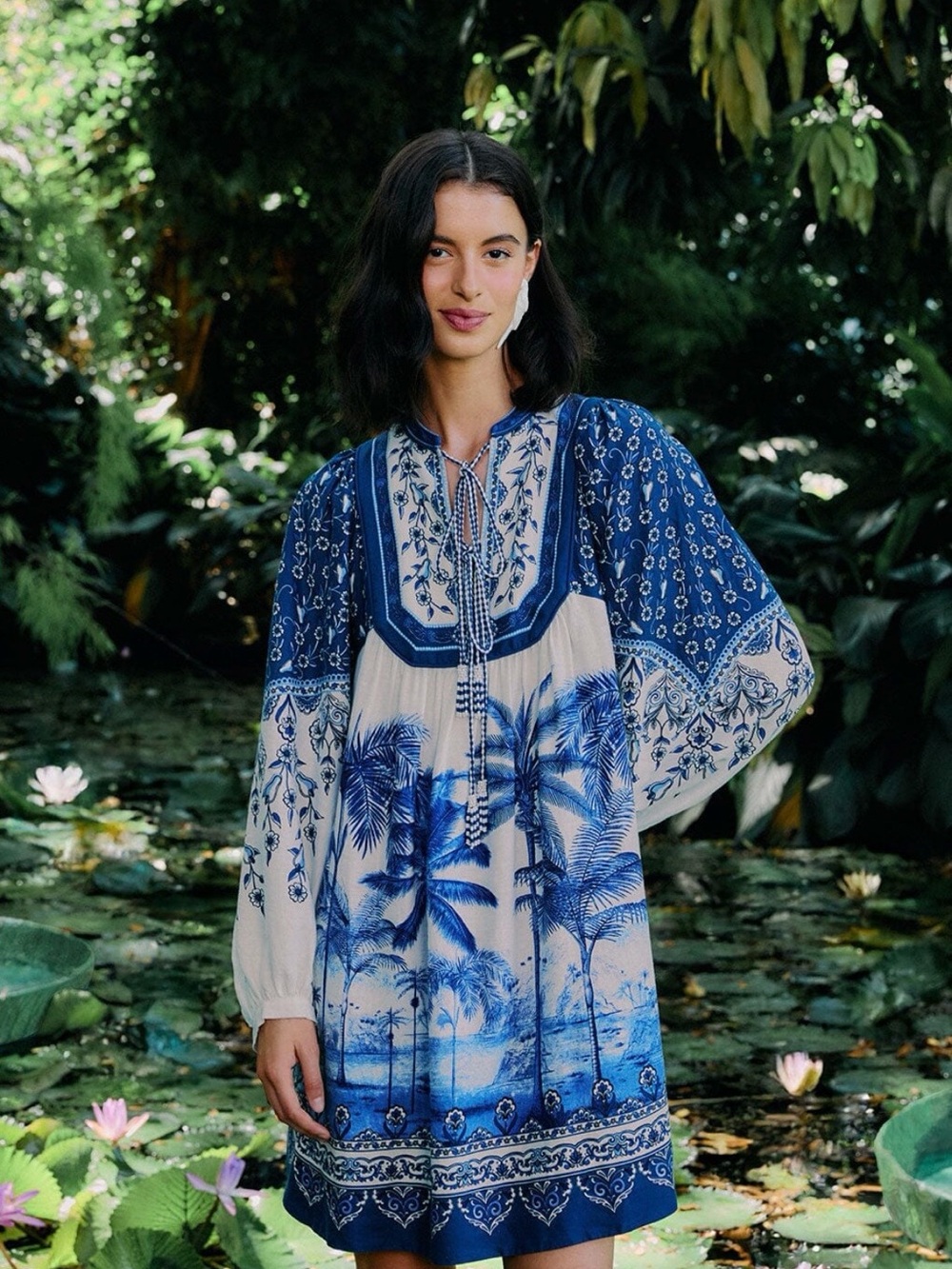 NWT Farm Rio Off White Palm tree beach mini dress